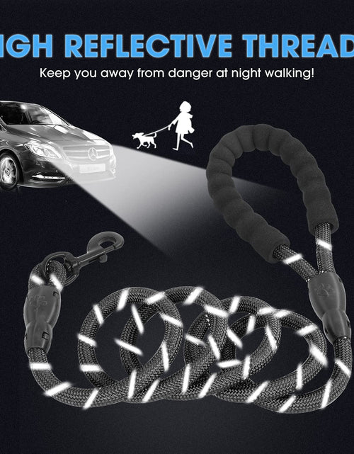Load image into Gallery viewer, 2/4/5/6 FT Dog Leash with Comfortable Padded Handle and Highly Reflective Threads for Small Medium and Large Dogs (5FT-1/2'', Black)
