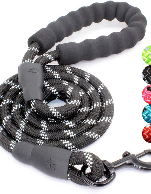 Load image into Gallery viewer, 2/4/5/6 FT Dog Leash with Comfortable Padded Handle and Highly Reflective Threads for Small Medium and Large Dogs (5FT-1/2'', Black)
