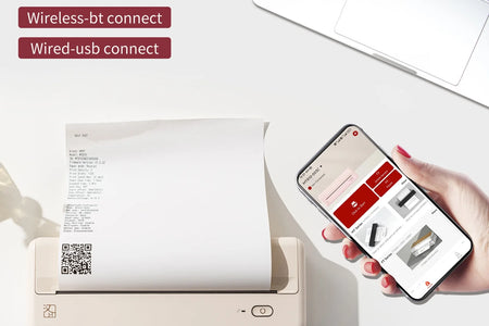 Wireless Portable Printers - A4 Thermal Printer for Travel, Mobile Office, School, Home - Bluetooth Printer Compatible with Ios Android Phone & Laptop, Pink