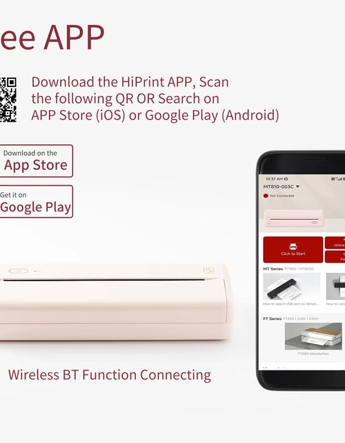 Load image into Gallery viewer, Wireless Portable Printers - A4 Thermal Printer for Travel, Mobile Office, School, Home - Bluetooth Printer Compatible with Ios Android Phone &amp; Laptop, Pink
