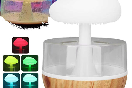 Rain Cloud Humidifier Rain Colorful Mushroom Cloud Raindrop Atmosphere Lamp Night Light Essential Oil Humidifier Machine
