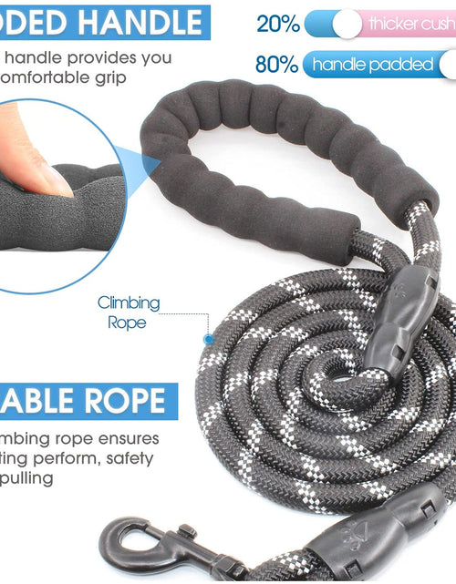 Load image into Gallery viewer, 2/4/5/6 FT Dog Leash with Comfortable Padded Handle and Highly Reflective Threads for Small Medium and Large Dogs (5FT-1/2'', Black)
