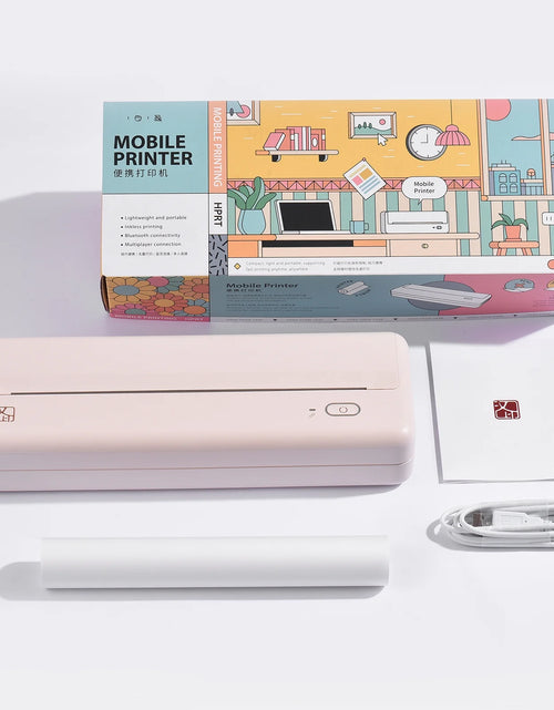 Load image into Gallery viewer, Wireless Portable Printers - A4 Thermal Printer for Travel, Mobile Office, School, Home - Bluetooth Printer Compatible with Ios Android Phone &amp; Laptop, Pink
