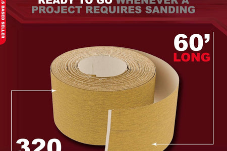 Adhesive Sticky Back 320-Grit Sandpaper Roll 2-3/4In X 20 Yards Aluminum Oxide Golden Yellow Longboard Dura PSA