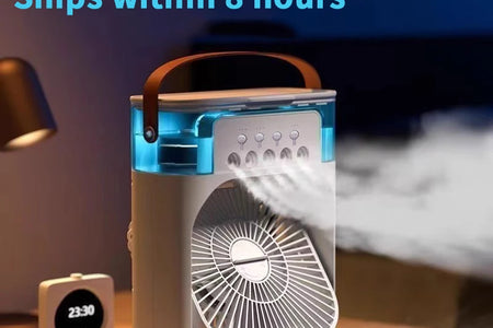 New 3 in 1 Fan Air Conditioner Household Mini Air Cooler LED Night Light Portable Humidifier Air Adjustment Fan Office Home Fan