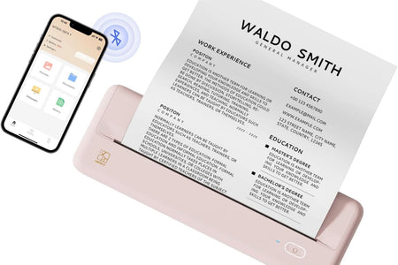 Wireless Portable Printers - A4 Thermal Printer for Travel, Mobile Office, School, Home - Bluetooth Printer Compatible with Ios Android Phone & Laptop, Pink