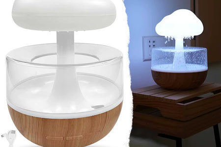 Rain Cloud Humidifier Rain Colorful Mushroom Cloud Raindrop Atmosphere Lamp Night Light Essential Oil Humidifier Machine