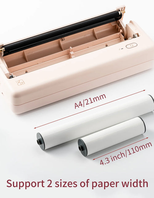 Load image into Gallery viewer, Wireless Portable Printers - A4 Thermal Printer for Travel, Mobile Office, School, Home - Bluetooth Printer Compatible with Ios Android Phone &amp; Laptop, Pink
